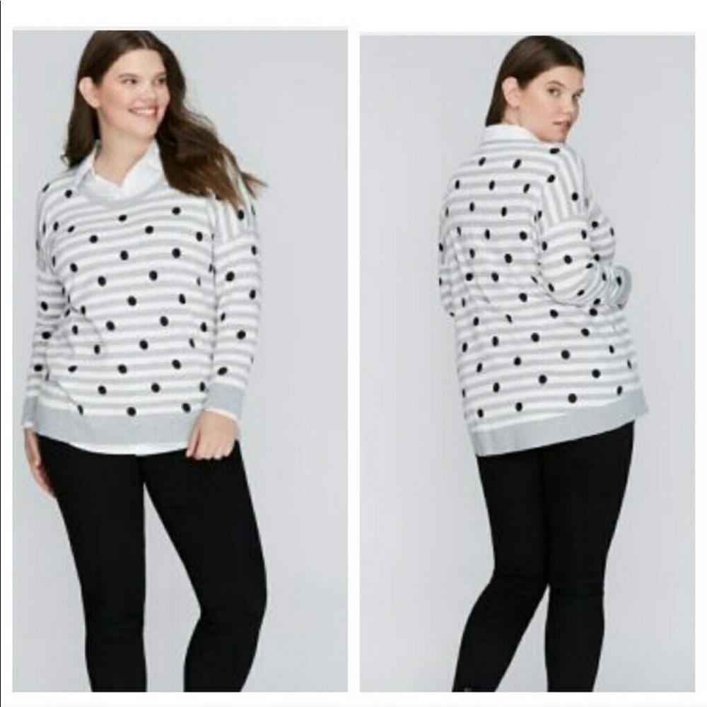 Lane Bryant Polka Dot striped sweater 22/24 3X